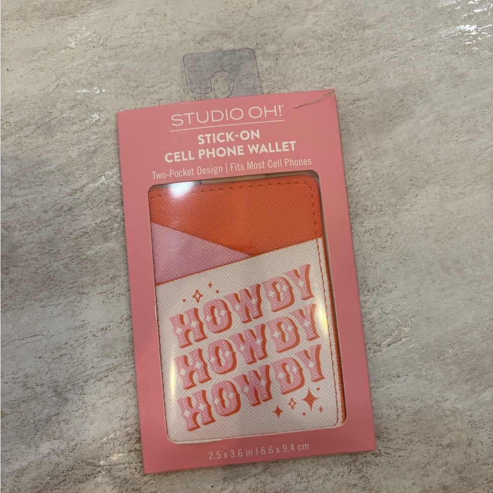 Studio Oh! Orange and White Stick-On Cell Phone Wallet